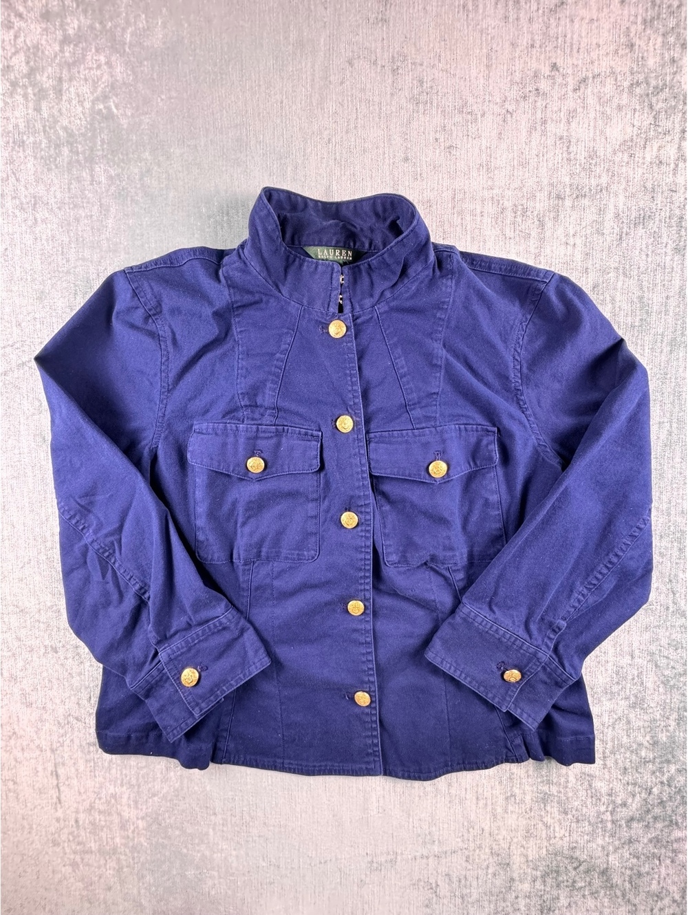 Lauren Ralph Lauren Navy Gold Button Military Jacket 16